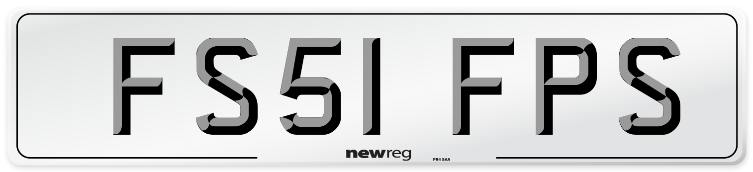 FS51 FPS Number Plate from New Reg